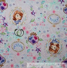 BonEful Fabric FQ Cotton Quilt Purple White Disney Princess Sophia Flower Spring