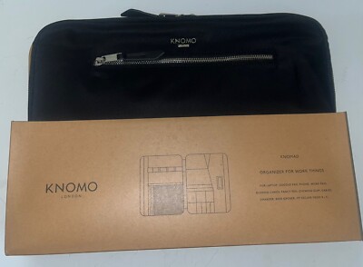 Knomo London Compact 13'' Cross Body Tech Organizer Black wit Silver Hardware NEW