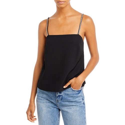 Aqua Womens Black Square Neck Adjustable Straps Cropped Cami M BHFO 8360  842681146833 | eBay