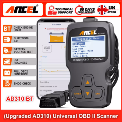 ANCEL AD410 OBD2 Scanner - Check Engine Light Code Reader With I/M Readiness, Live Data