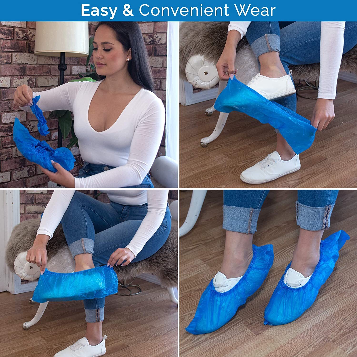 Disposable Blue Shoe Covers Overshoes for Shoes & Boots to Protect