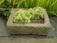 STONE GARDEN OLD STYLE RECTANGULAR ALPINE SEMPERVIVUM TROUGH / PLANTER🌸🌿