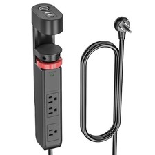 Desk Desk Clamp Power Strip with 3 Sockets 3 USB with Individual Switches,Fixed