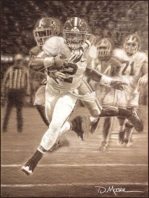 ALABAMA FOOTBALL DANIEL MOORE CRIMSON REDEMPTION JALEN HURTS SEC SKETCH PRINT