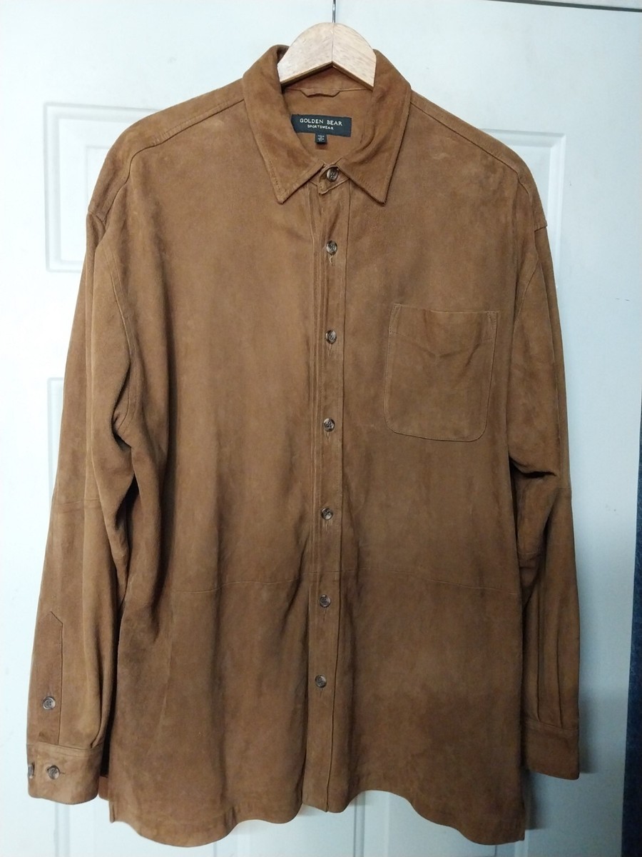 d*3様 vtg golden bear suede leather Harri Vintage Golden Bear Brown Suede Leather Shirt Jacket Size L