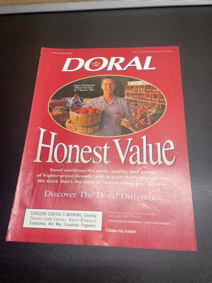 Рекламная реклама журнала Doral Cigarettes Honest Value Larry Redmond 1998 - Изображение 2 из 4