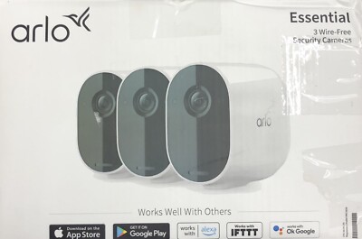Arlo VMC2320W Wireless 3 Essential Spotlight Cameras - READ DESCRIPTION