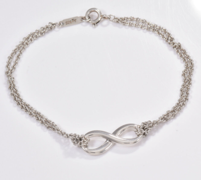 Tiffany & Co Sterling Silver Double Chain Infinity Bracelet 6.8