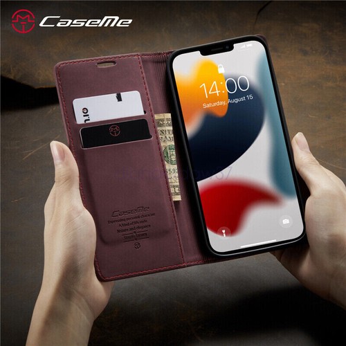 AU For iPhone 15 14 13 12 11 Pro Max Magnetic Leather Flip Wallet Cover Case - Picture 31 of 32
