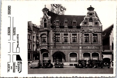 Ad Postcard Restaurant La Maree Bruxelles Brussels Belgium Old European Cars