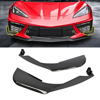 For Corvette C8 Stingray Front Bumper Splitter Side Canards Add-On Carbon Fiber