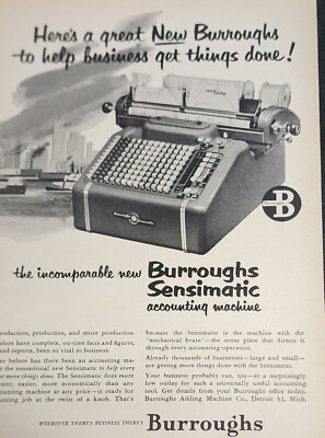 #ad #ad Burroughs Adding Machine Picture Magazine Ad Vtg Bookkeeping Wall Art $5.99