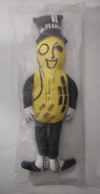 Vintage Mr. Peanut 19'' Stoffpuppe ungeöffnete Tasche neu versiegelt Pflanzgefäße Nuss 1960er