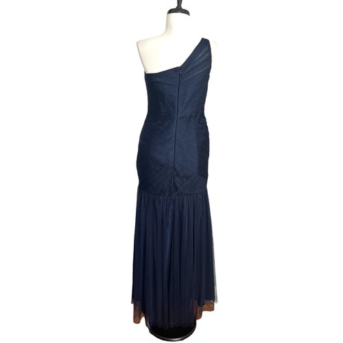 WHITE by Vera Wang Maxi Tulle One Shoulder Ball Gown 6 Navy Whimsigoth Feminine - Picture 5 of 15