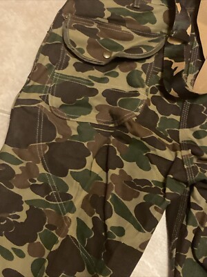 Vintage Carhartt Camo Army Duck Pants Union Made Suspenders 38x30