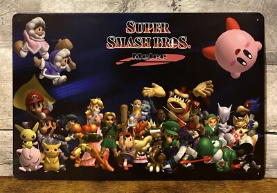 Nintendo Super Smash Bros Melee Gamecube Game Room Metal Tin Sign Poster 8 x12 