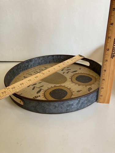 Primitives By Kathy Tray Sunflower Beehive Galvanized Serving Tray - Picture 5 of 6