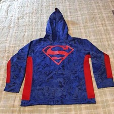 D.C. SUPERMAN SIZE YOUTH LARGE 10-12 BLUE / RED HOODIE