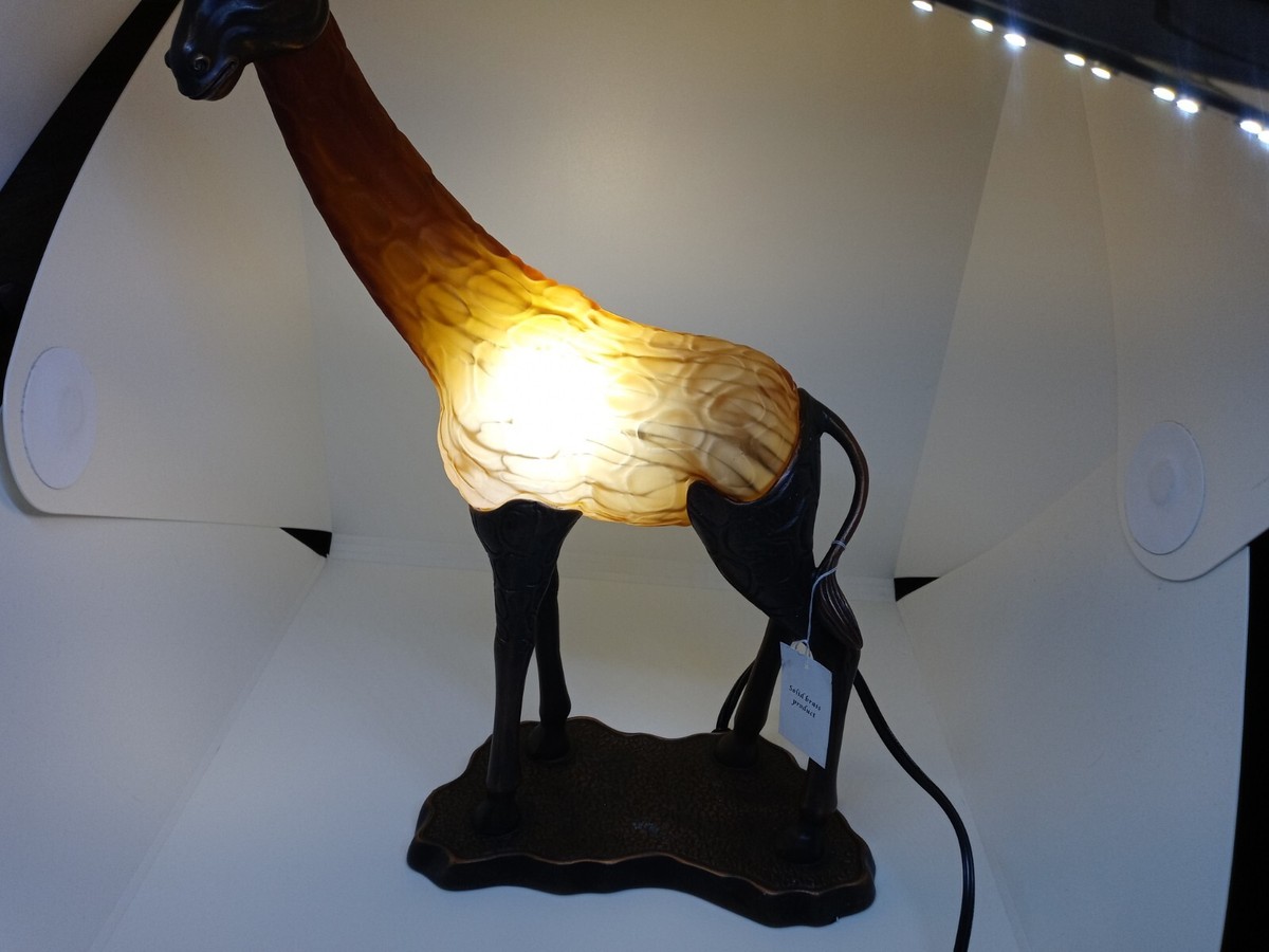 1999 TIN CHI ANDREA BY SADEK SOLID BRASS GIRAFFE AMBER ACCENT LAMP