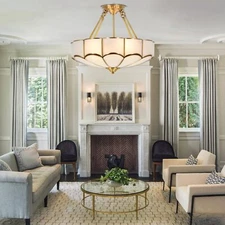 18.5" Flower Chandeliers 4-Lights Pendant Light Acrylic Drum Shade Lamp Fixtures