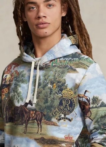 Polo Ralph Lauren Morgan Scenic Equestrian Motif Fleece Hoodie Mens Sz XXL New - Picture 2 of 18