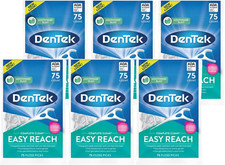 6-Pack DenTek Complete Clean Easy Reach Floss Picks Fluoride Coating, 75ct