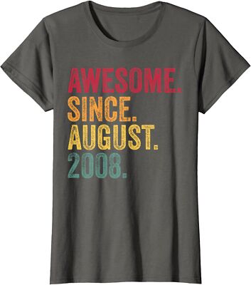 Awesome Since August 2008 Cool Birthday Gift Vintage Ladies' Crewneck T-Shirt