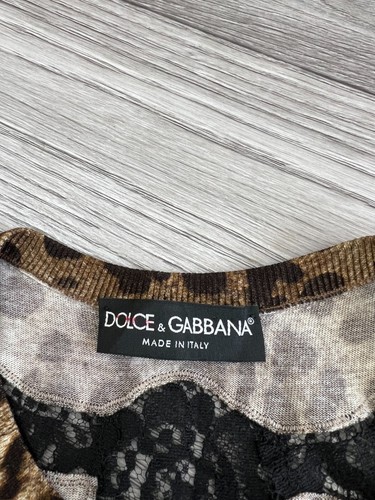 Women's DOLCE & GABBANA Leopard Print Sleeveles Blouse Top Wool Cotton Size 40 - Picture 6 of 10