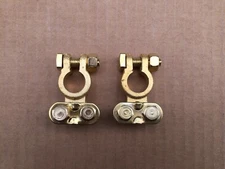 2x SOLID BRASS TOP POST BATTERY CABLE WIRE GOLD TERMINALS