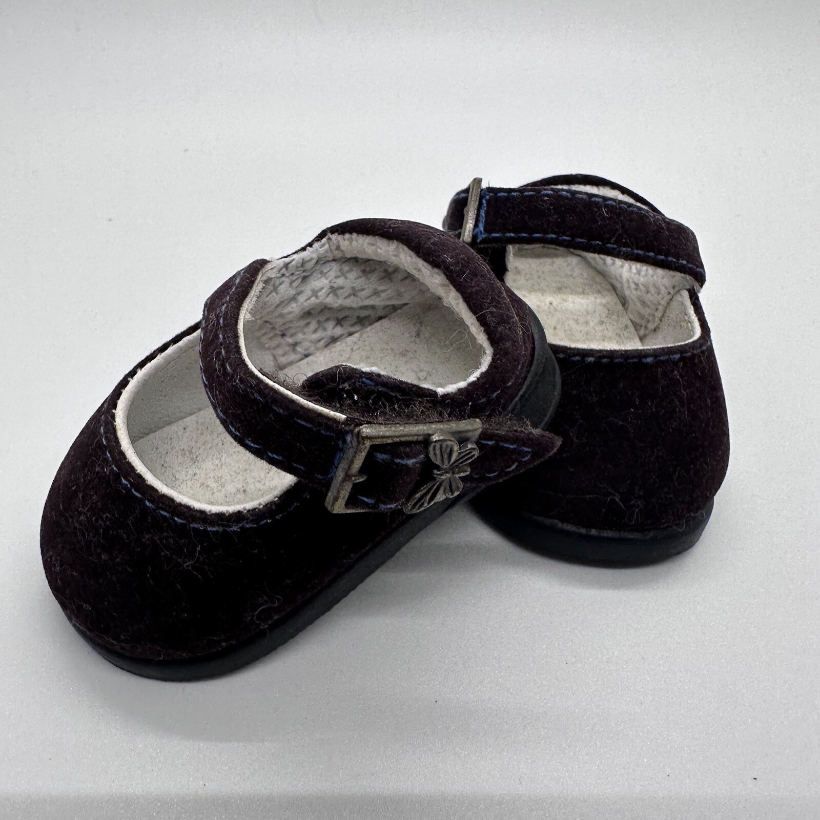 American Girl Doll Brown Mary Jane Shoes Butterfly Buckle Blue