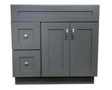 36" Grey Shaker Single-Sink Bathroom Vanity Base Cabinet 36" Wide x 21" Deep
