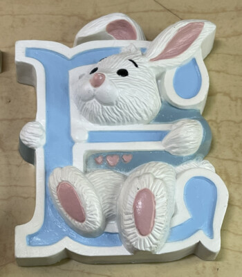 Bunny L-O-V-E Letters Nursery Easter Decor Wall Hanging Love Display  Burwood Vtg