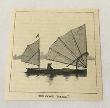 1886 magazine engraving ~  THE CANOE 'ISABEL' sailboat