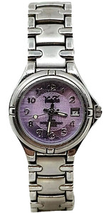 Vanity Fair Women\'s Watch Silver Tone Pink Cats Eye MOP Crystals New Battery 6\