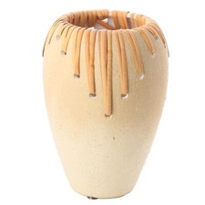 Set of 4 Rustic Beige Stone Look 7-3/4" Ceramic Vases