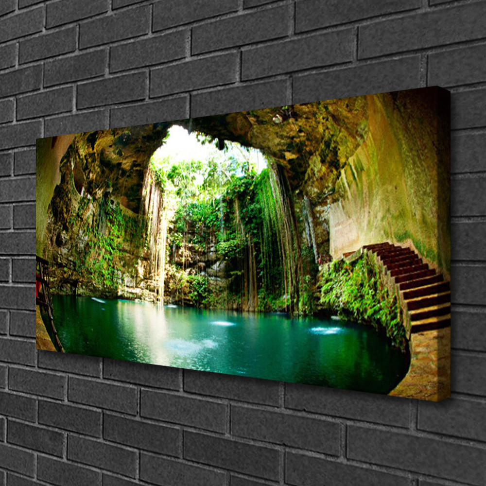 Tableau impression sur toile 100x50 cm anti-UV motif cascade