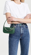 By Far Mini Rachel Hobo Bag Racer Green Circular Croco Embossed Leather