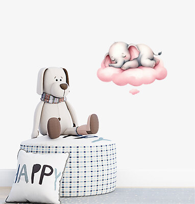 Elefant schlafende Wolke Wandbild Schlafzimmer bunte Vinyl-Aufkleber Abziehbilder a7324