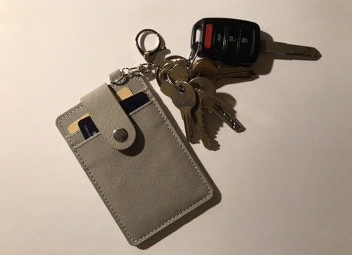 Schlanker Ausweis Kreditkartenhalter minimalistisches Geldbörsenetui mit Schlüsselanhänger und Ringverschluss - Bild 12 von 18