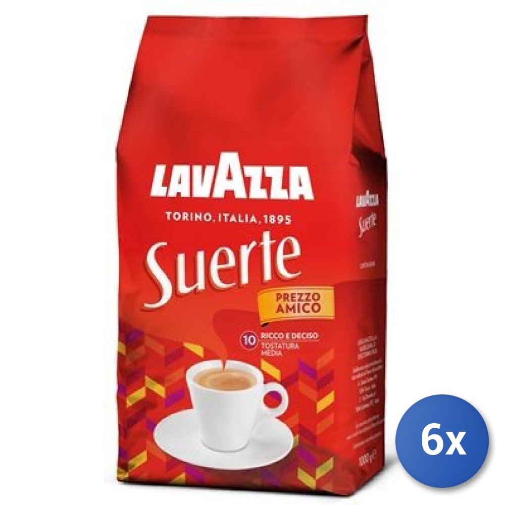 6X Multipack Lavazza Coffee 1 Kg Beans Suerte