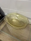 Vintage Yellow Amber Madrid Oval Serving Bowl Federal Depression Glass VTG