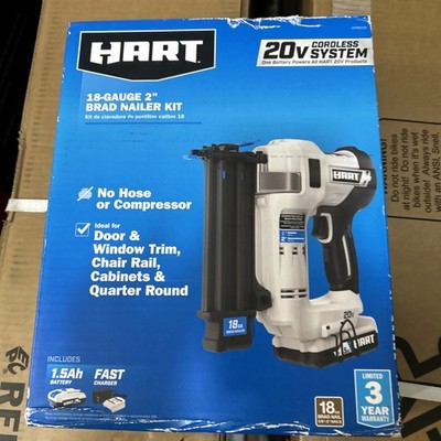HART 20-Volt 2-inch 18-Gauge Battery-Powered Brad Nailer Kit, 1.5Ah Battery