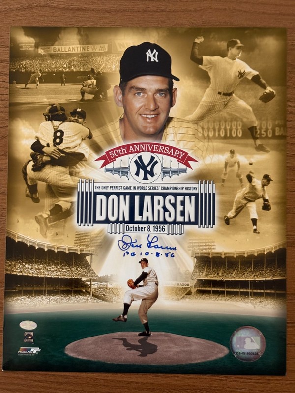 Don Larsen Signed 8X10 Photo Collage 50th Anniversary World Series Perfect Game