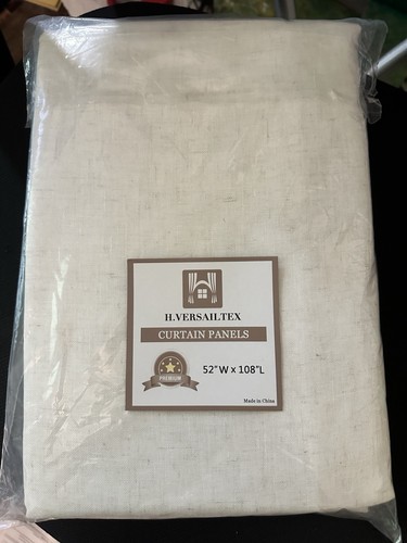 Pair Of 108”L X 52”W H. VERSAILTEX Semi Sheer LINEN CURTAIN PANELS H. Natural - Picture 5 of 6