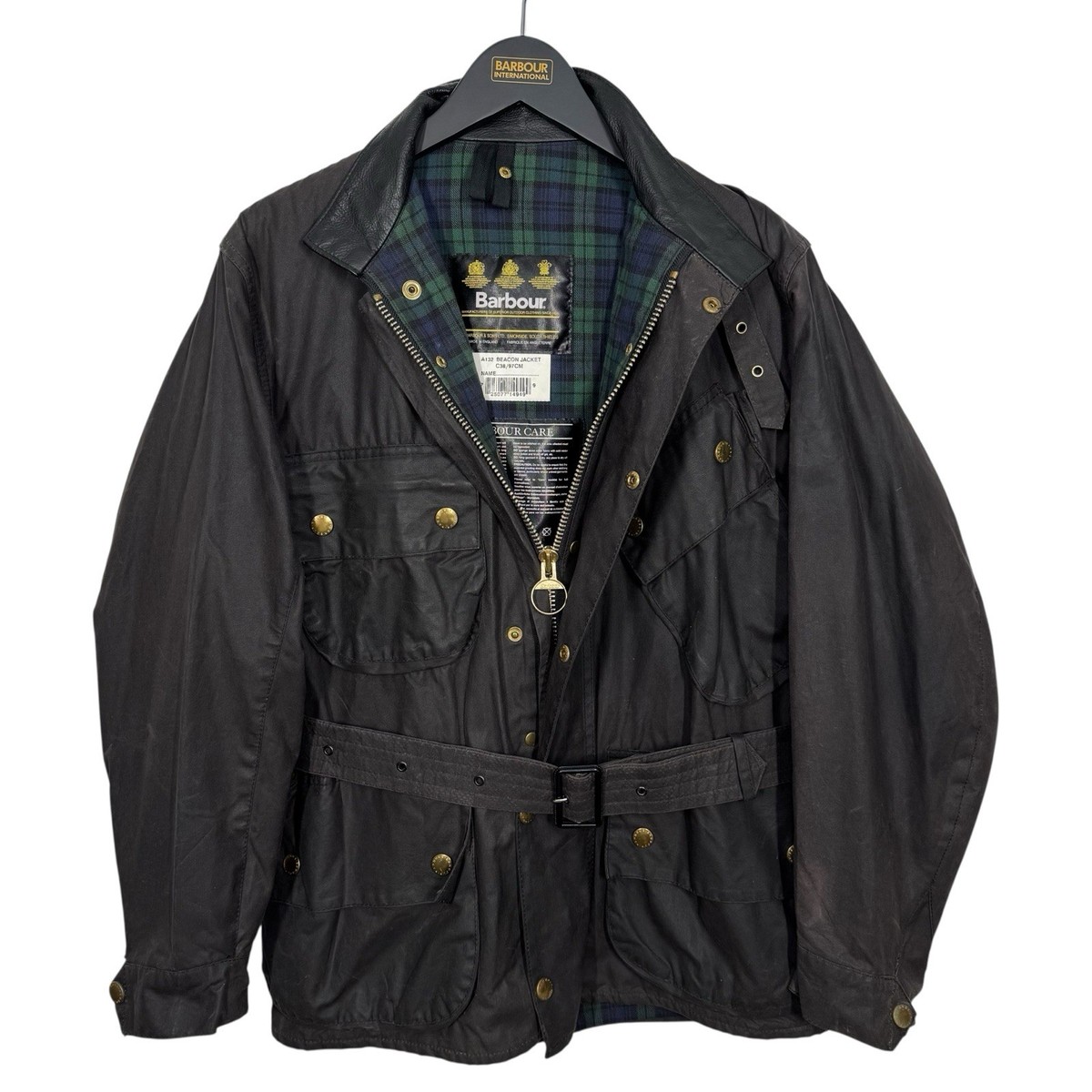 Barbour A132 Beacon Wax Jacket C38 Small Vintage 90s Belted Black