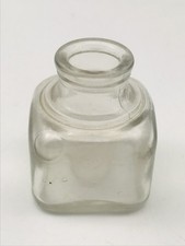 Square Clear Glass Ink Bottle Hand Blown w/ Bubbles 2x2 2.75" Tall 2 oz