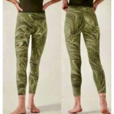 Athleta Transcend 7/8 Tight Leggings Green Marble Swirl Print 883626 Size S