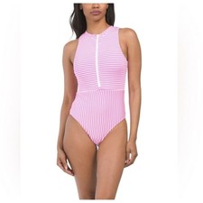 NWOT Splendid Pink Striped One Piece Swimsuit   Sz XS