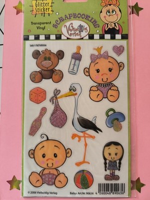 Glitter Sticker Aufkleber Transparent Vinyl Sammlung Stickeralbum Baby Geburt