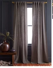New Quince Set 2 Cotton Slub Grey Curtain Panels Cotton Lined 48” X 84”